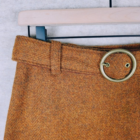 1970s Wool Mini Skirt Brown Small Dark Academia Library‎ Preppy Feminine Skirt - Picture 5 of 15
